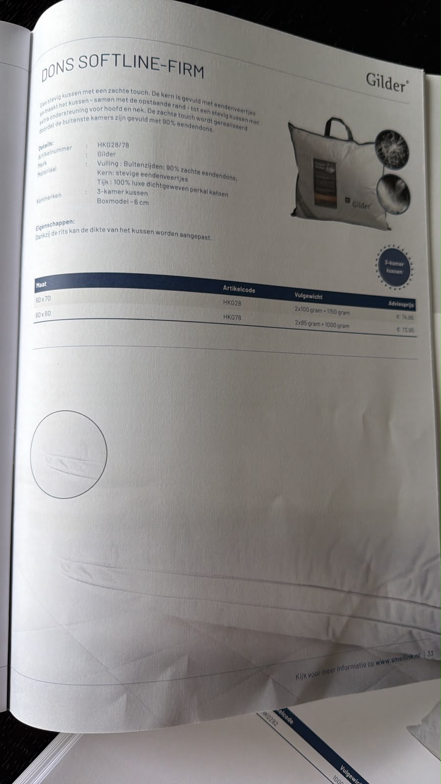 Gilder Dons Softline-Firm Hoofdkussen
